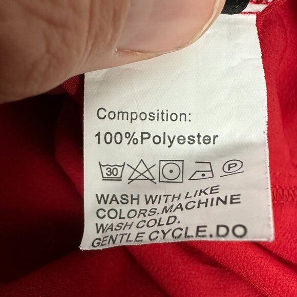 Shein Womens Ruffled Short Sleeve Blouse Size L 100% Polyester Red - Picture 6 of 7